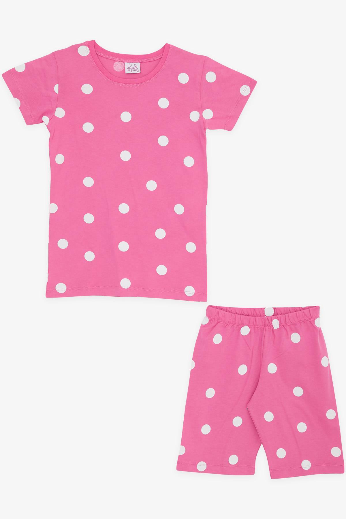 Breeze Kız Çocuk Şortlu Pijama Takımı Puan Desenli Pembe (4-8 Yaş)