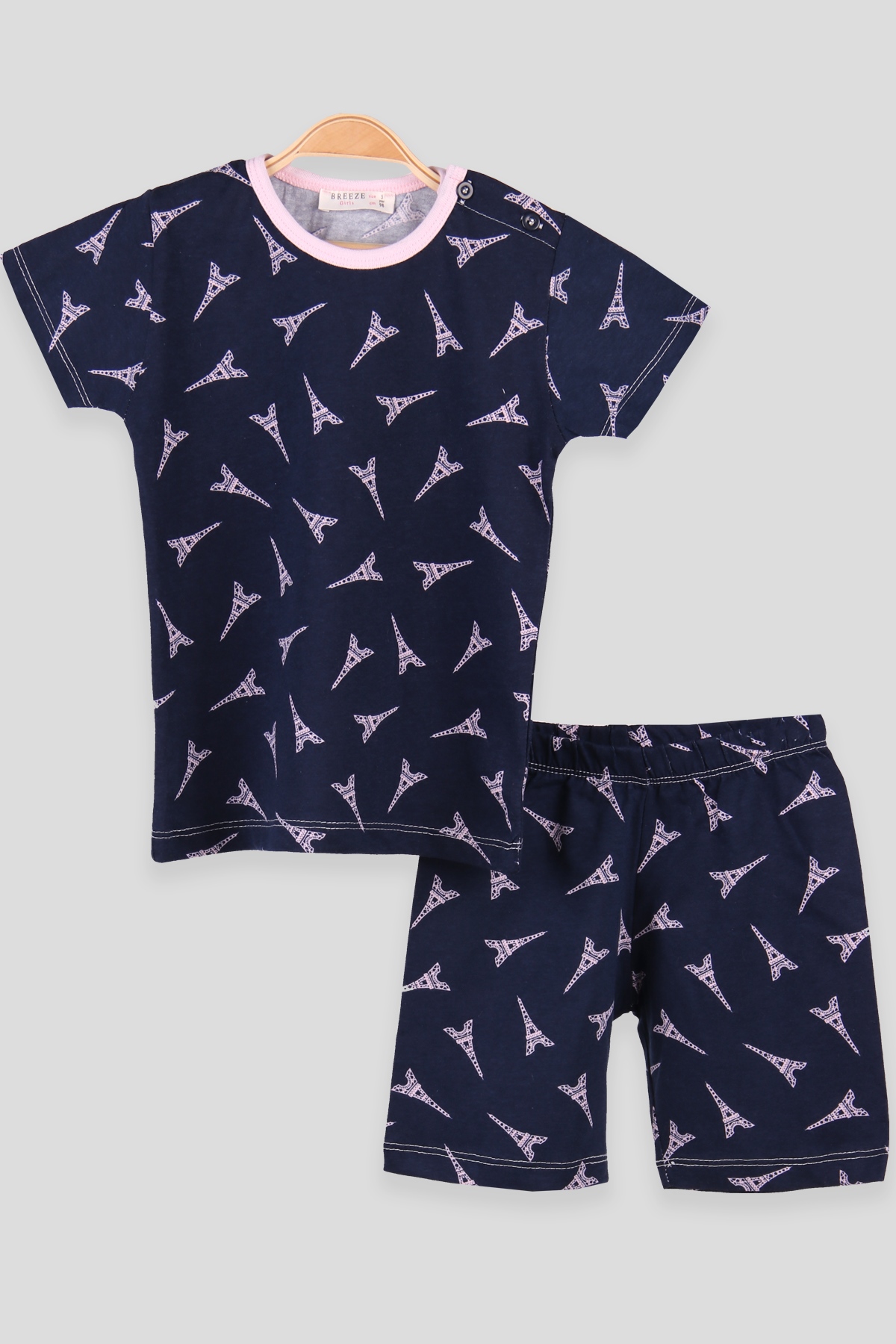 Breeze Kız Çocuk Şortlu Pijama Takımı Desenli Pembe (2-6 Yaş)