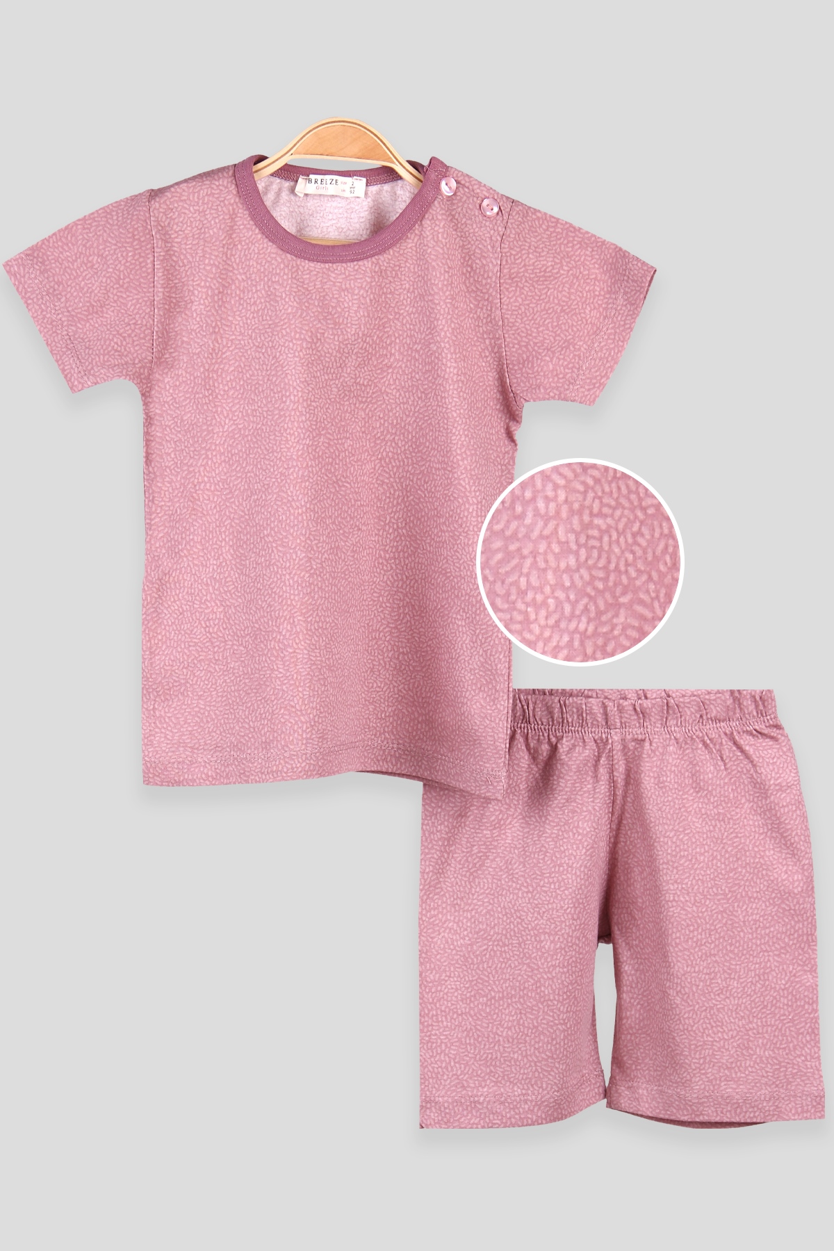 Breeze Kız Çocuk Şortlu Pijama Takımı Desenli Gülkurusu (2-6 Yaş)