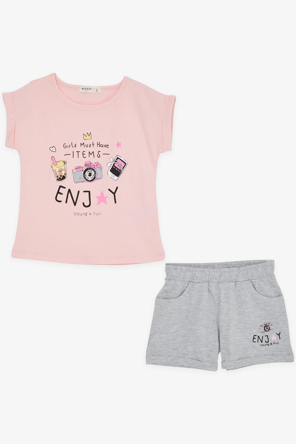 Breeze Kız Çocuk Şortlu Takım Eğlence Zamanı Pembe (3-8 Yaş)