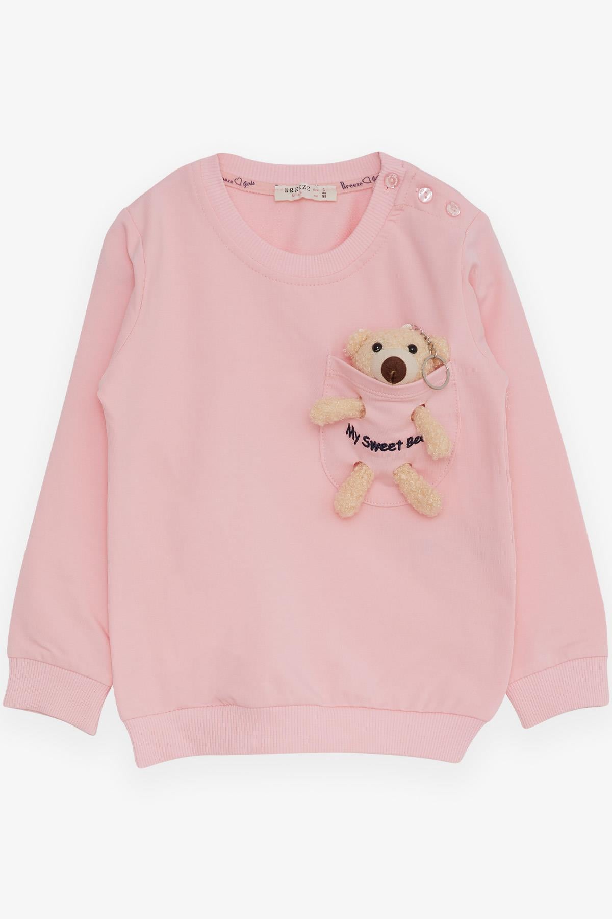 Breeze Kız Çocuk Sweatshirt Ayıcık Aksesuarlı Pembe (1.5-5 Yaş)