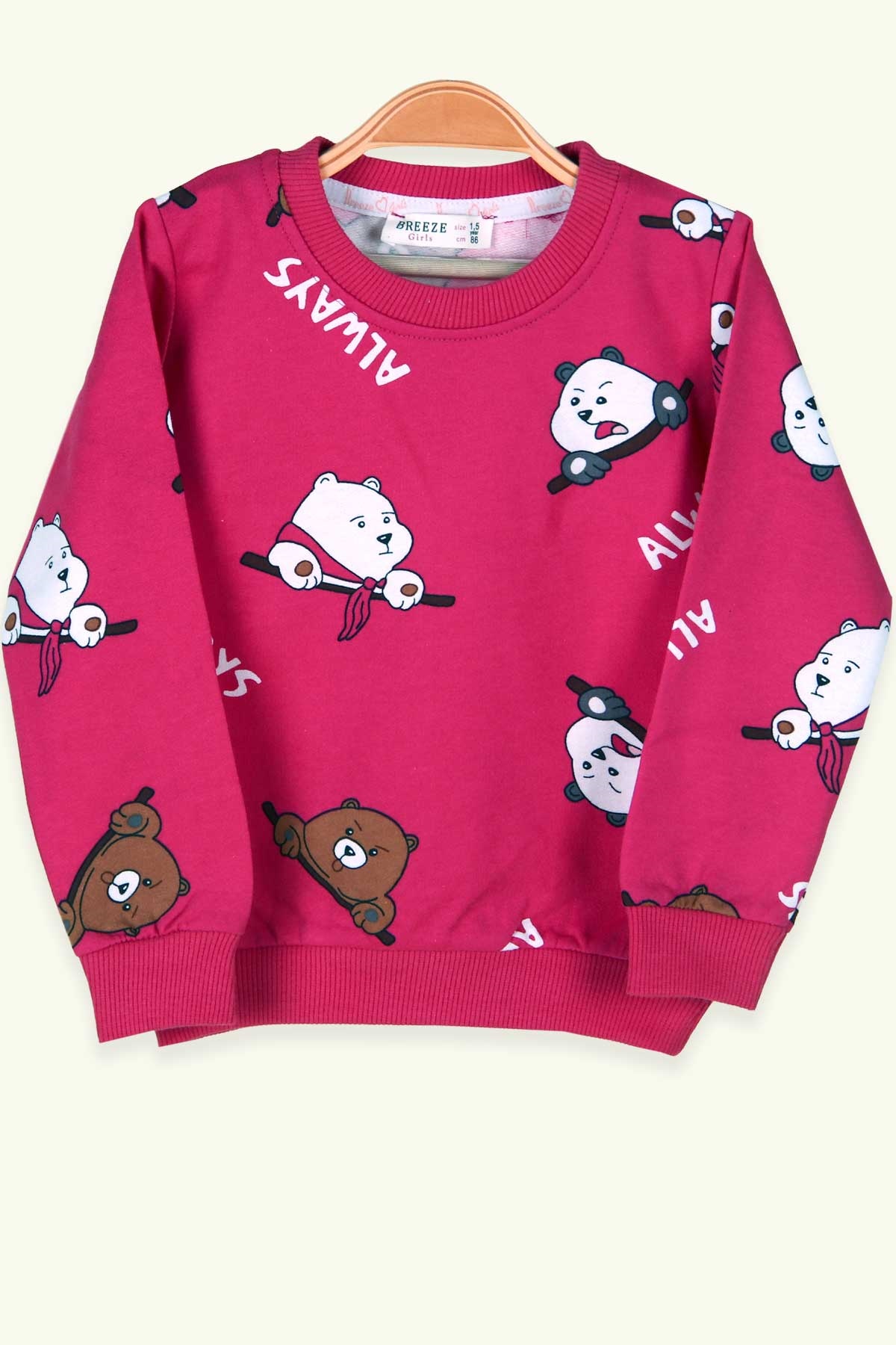 Breeze Kız Çocuk Sweatshirt Ayıcıklı Fuşya (1.5-5 Yaş)