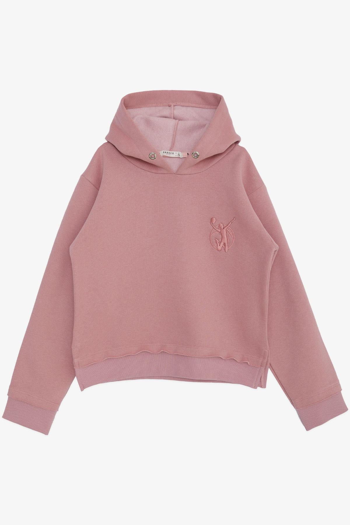 Breeze Kız Çocuk Sweatshirt Basketçi Kız Nakışlı Gülkurusu (7-11 Yaş)