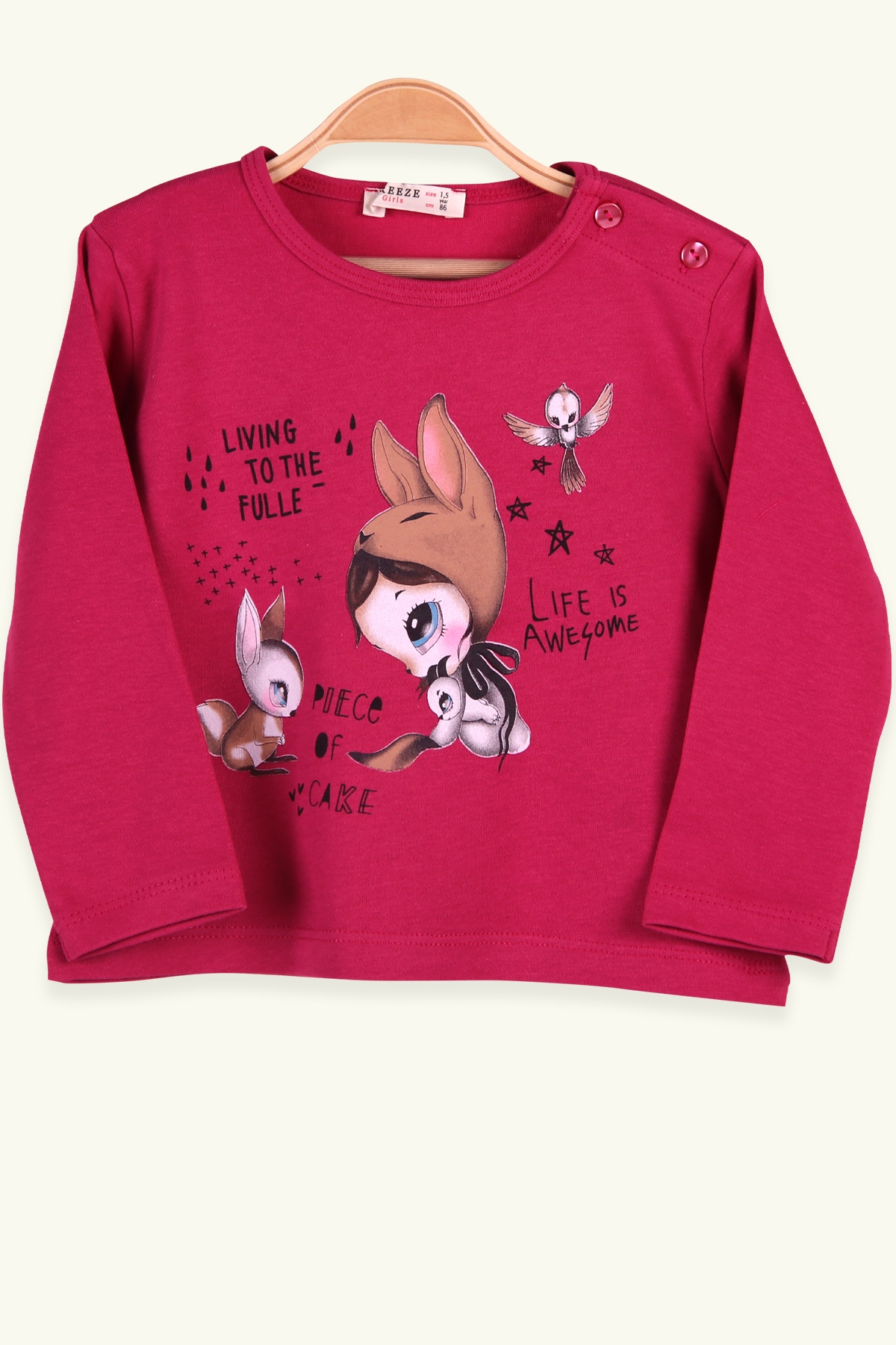 Breeze Kız Çocuk Sweatshirt Baskılı Fuşya (1.5-5 Yaş)