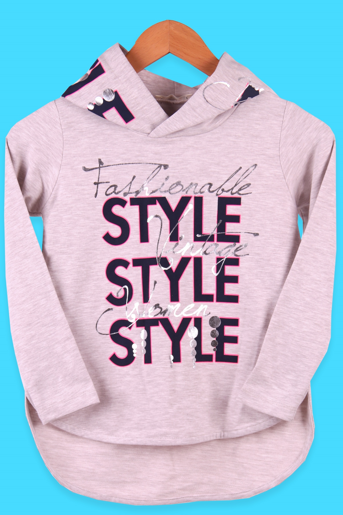Breeze Kız Çocuk Sweatshirt Baskılı Kapüşonlu Bej (8-14 Yaş)