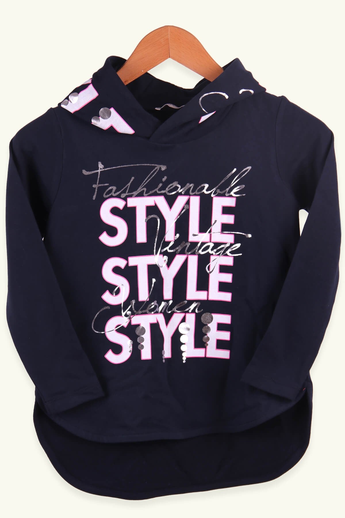 Breeze Kız Çocuk Sweatshirt Baskılı Kapüşonlu Lacivert (8-14 Yaş)