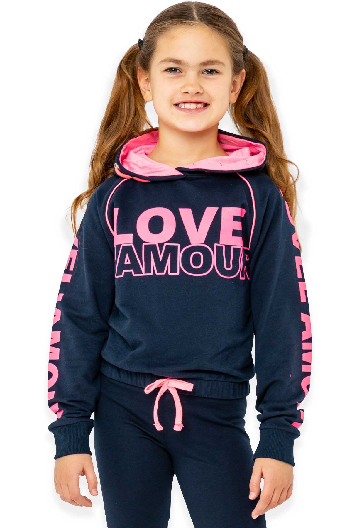 Breeze Kız Çocuk Sweatshirt Baskılı Kapüşonlu Lacivert (8-14 Yaş)