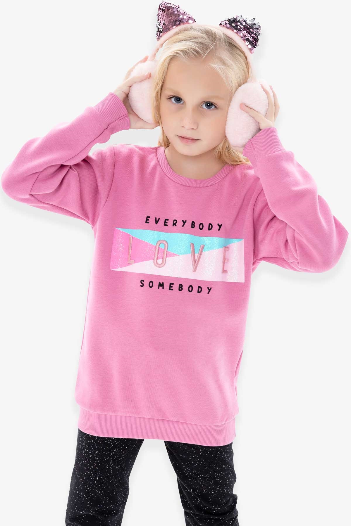 Breeze Kız Çocuk Sweatshirt Baskılı Nakışlı Gülkurusu (8-14 Yaş)