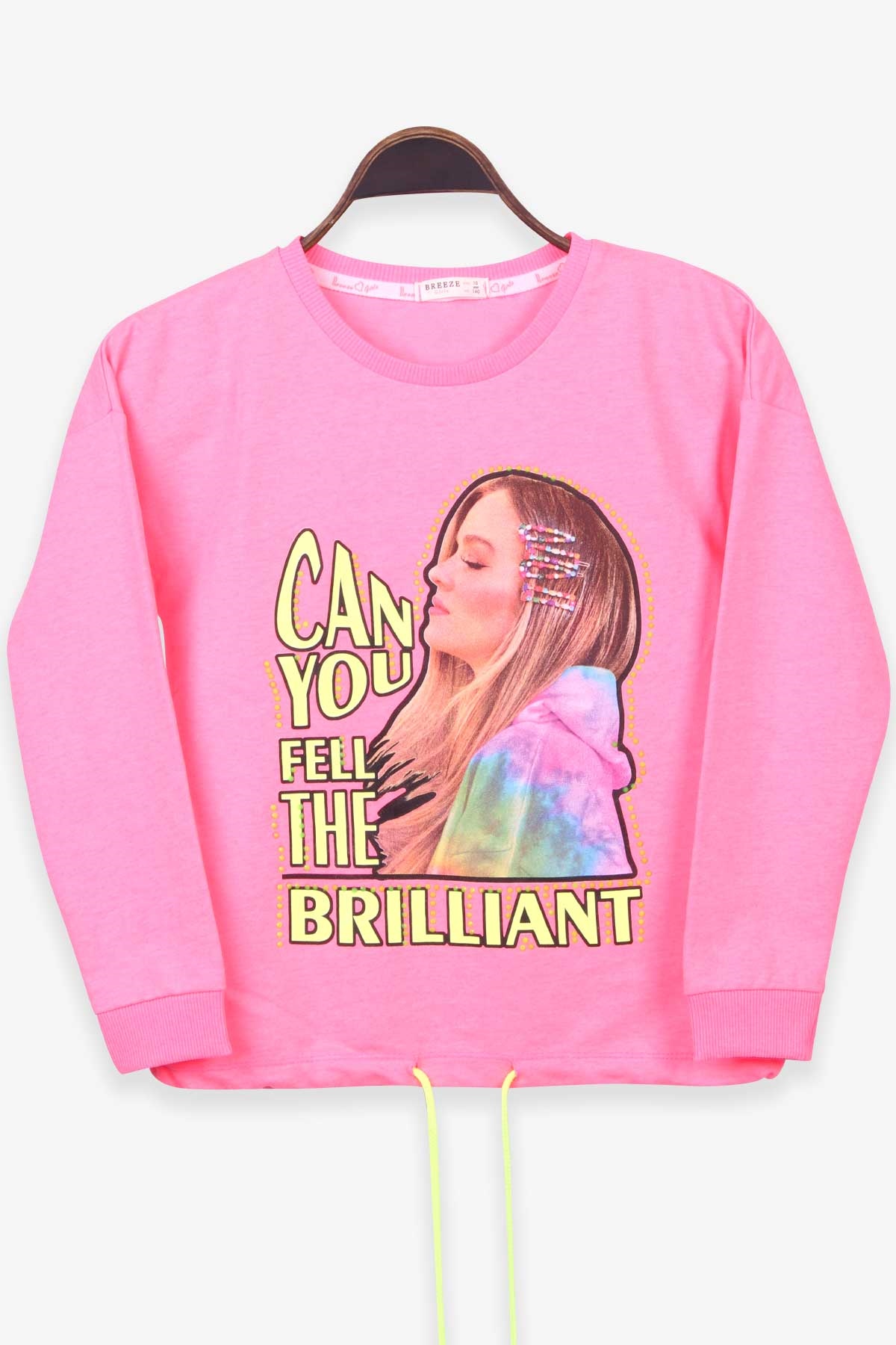 Breeze Kız Çocuk Sweatshirt Baskılı Neon Pembe (10-14 Yaş)