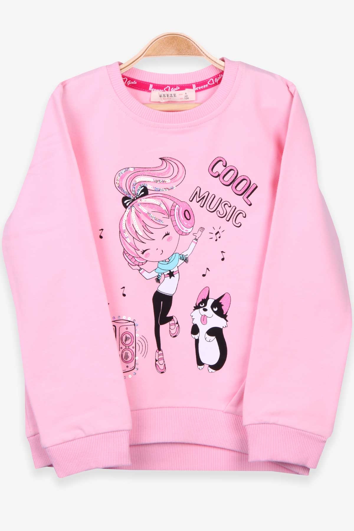 Breeze Kız Çocuk Sweatshirt Baskılı Pudra (3-7 Yaş)