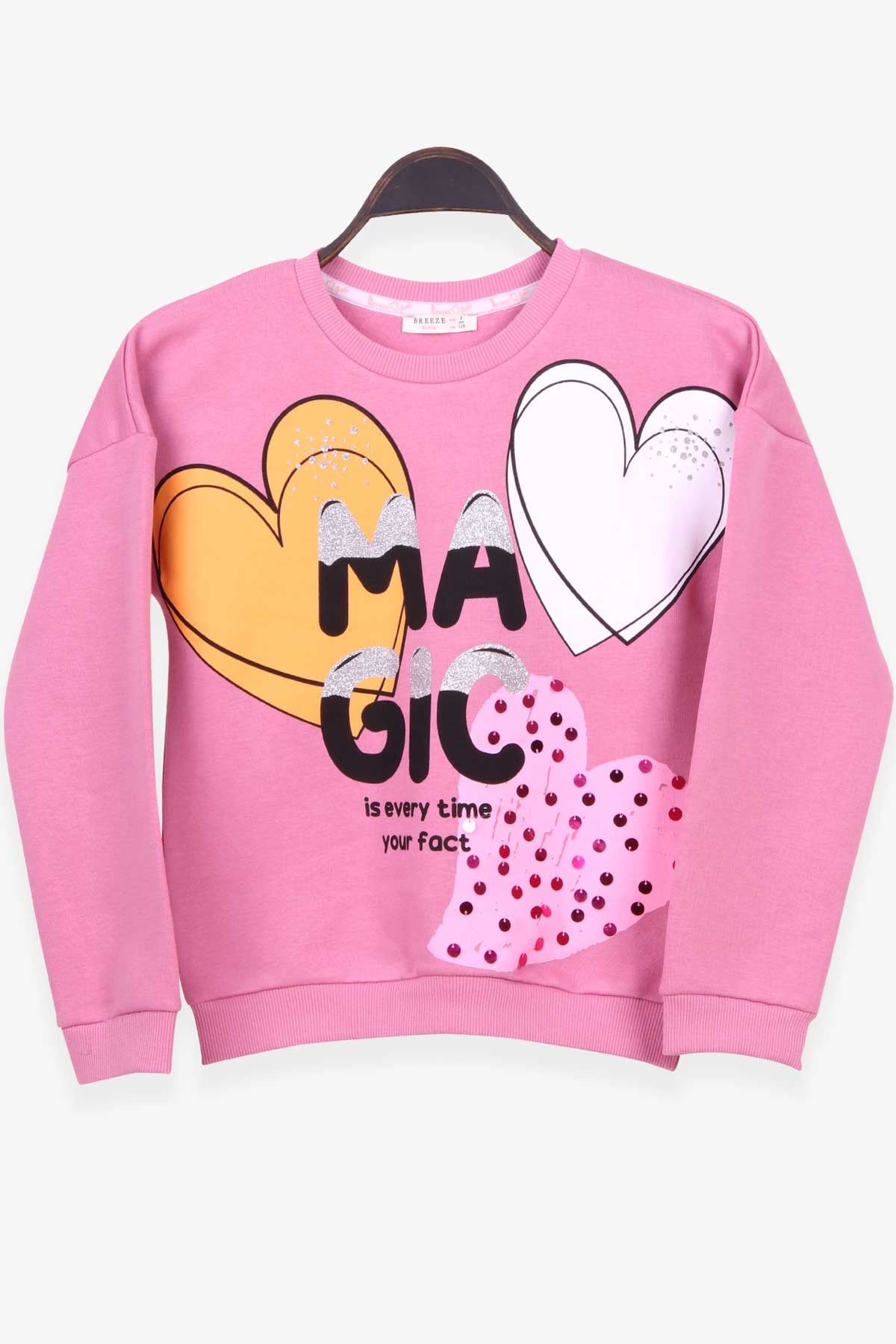 Breeze Kız Çocuk Sweatshirt Baskılı Pullu Eflatun (8-12 Yaş)