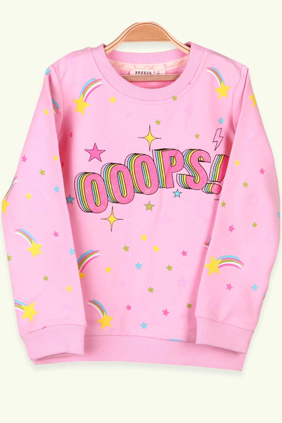 Breeze Kız Çocuk Sweatshirt Baskılı Pudra (3-8 Yaş)