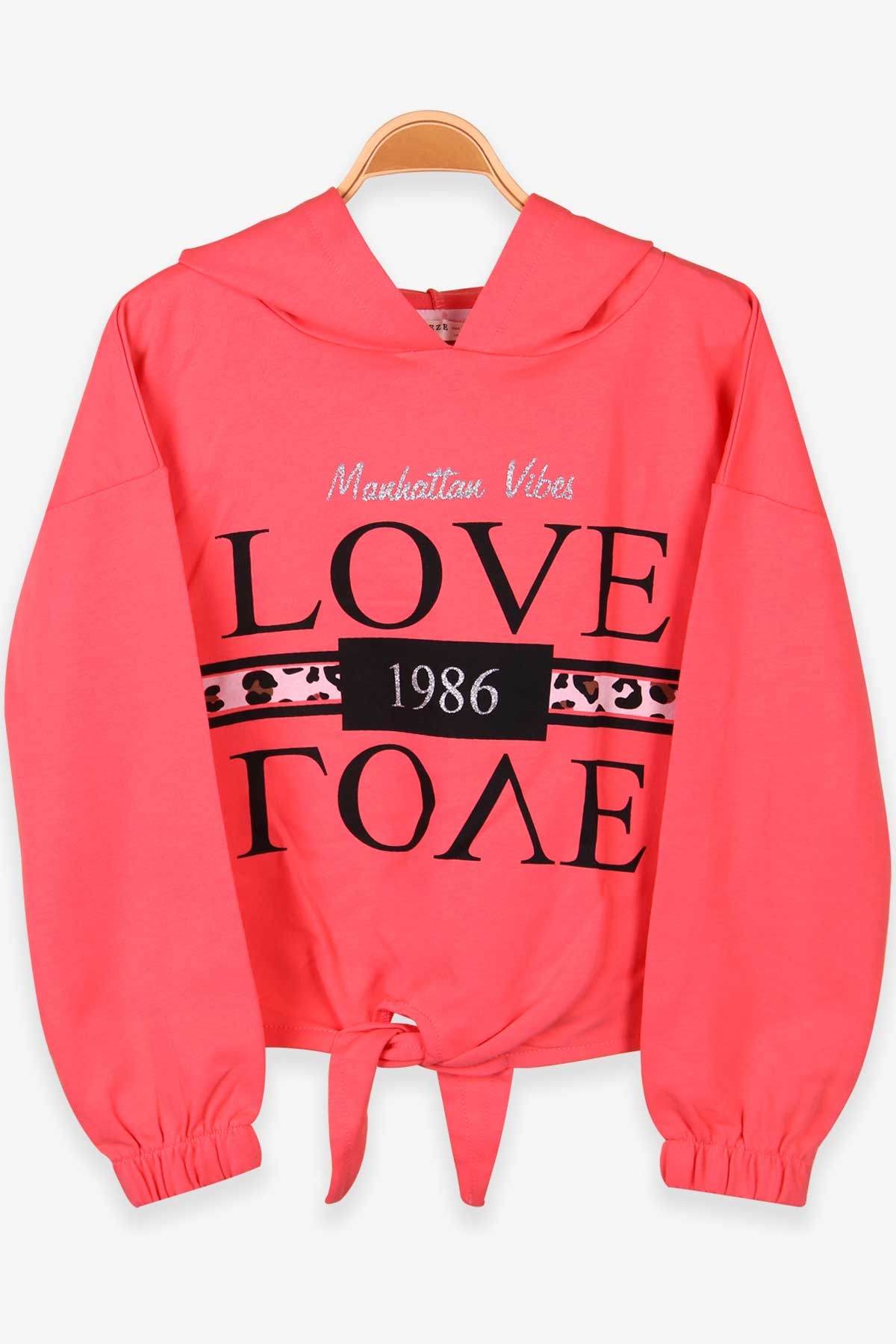 Breeze Kız Çocuk Sweatshirt Baskılı Simli Pullu Mercan (9 Yaş)