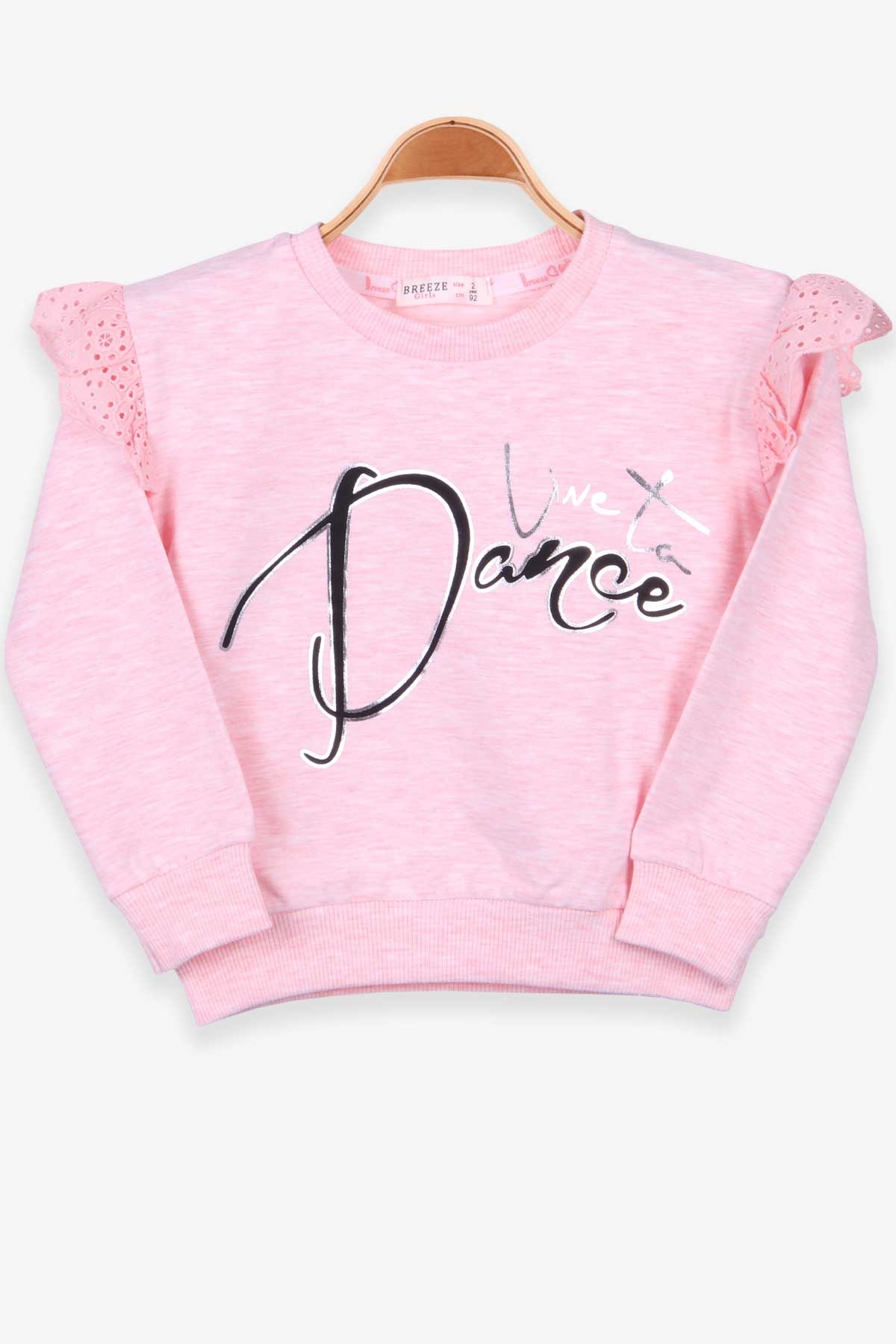Breeze Kız Çocuk Sweatshirt Baskılı Somon Melanj (2-6 Yaş)