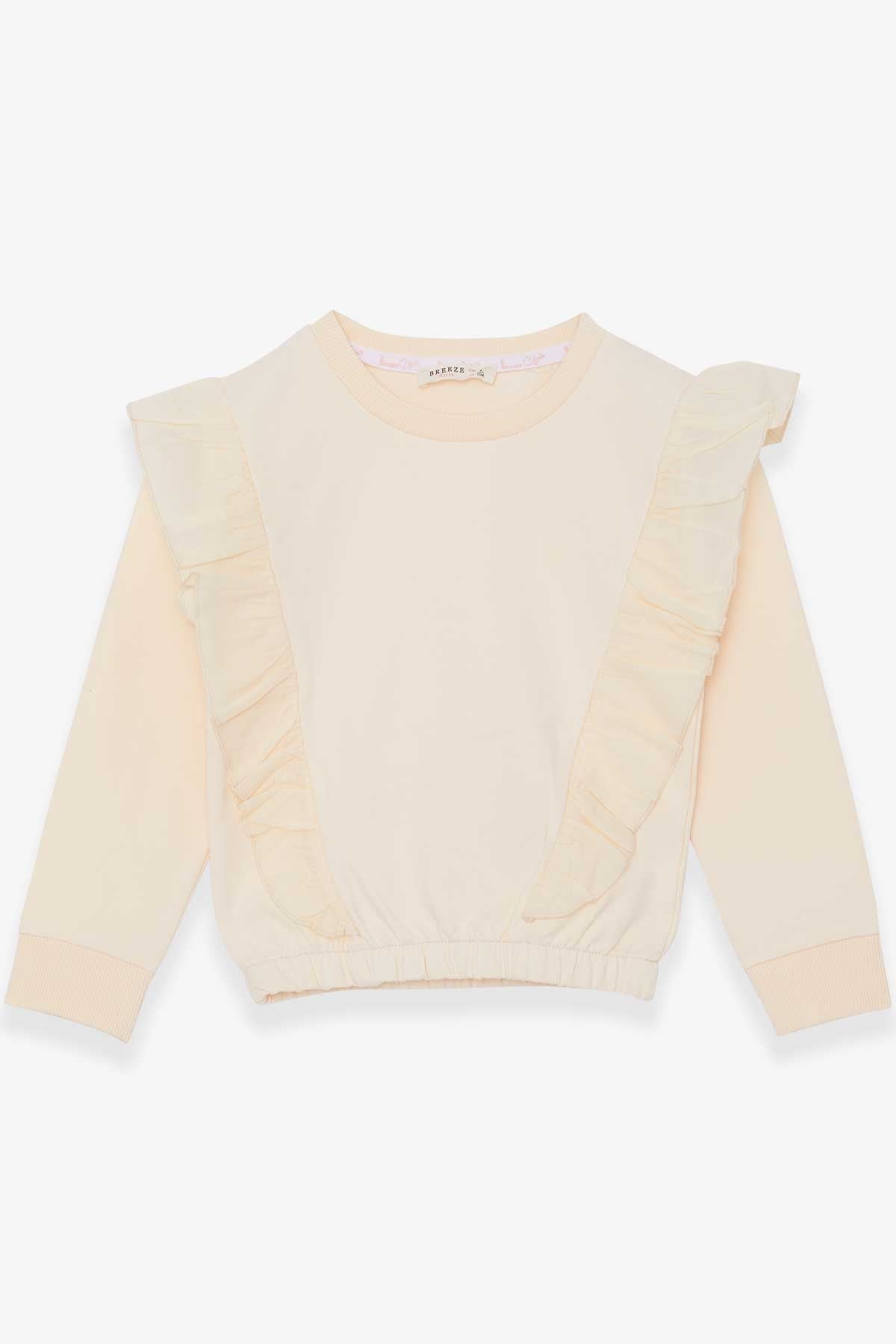 Breeze Kız Çocuk Sweatshirt Beli Lastikli Krem (4-8 Yaş)