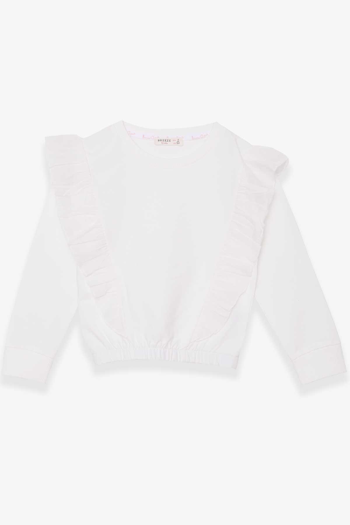 Breeze Kız Çocuk Sweatshirt Beli Lastikli Beyaz (4-8 Yaş)
