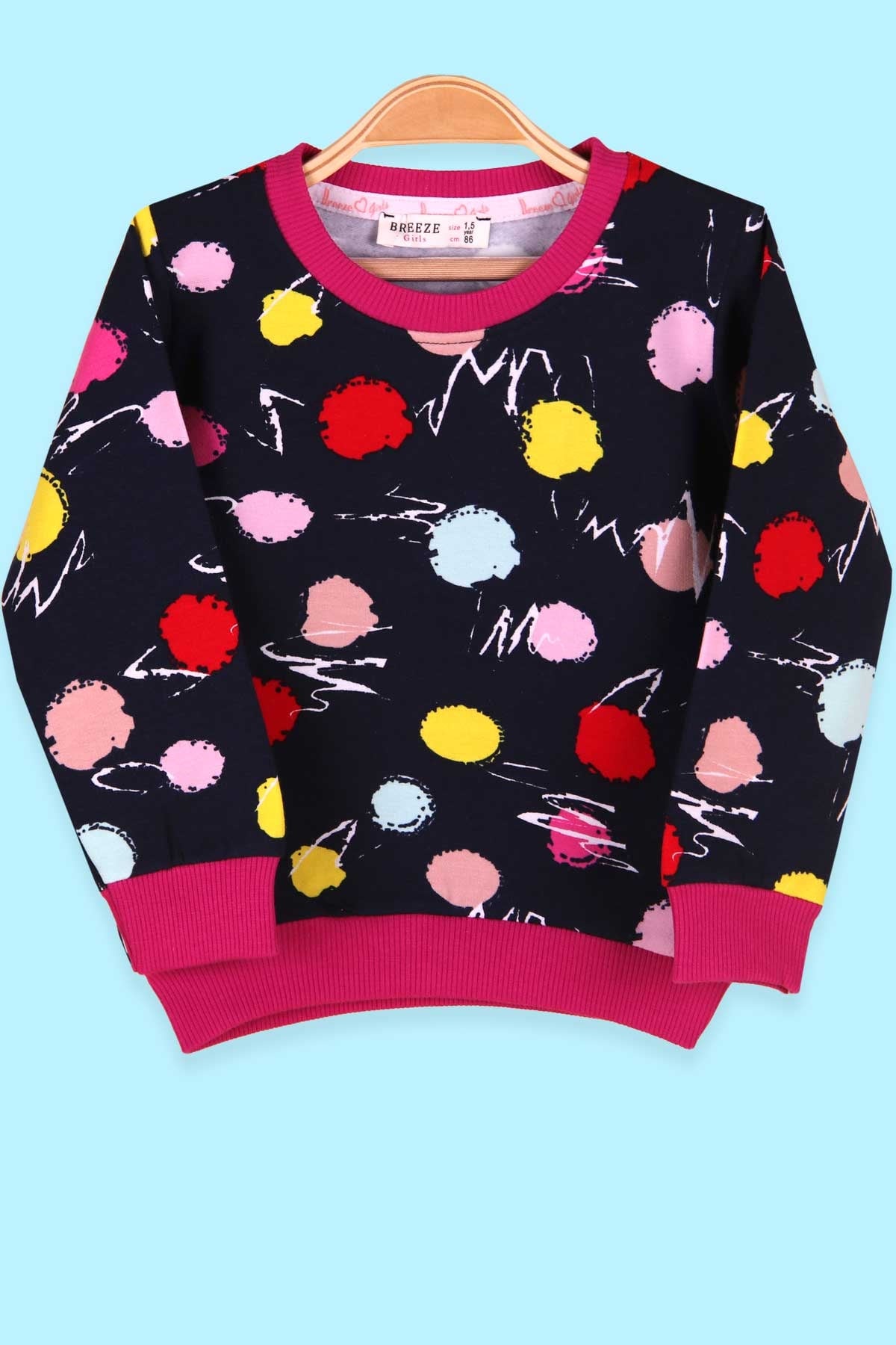 Breeze Kız Çocuk Sweatshirt Desenli Lacivert (1.5-5 Yaş)