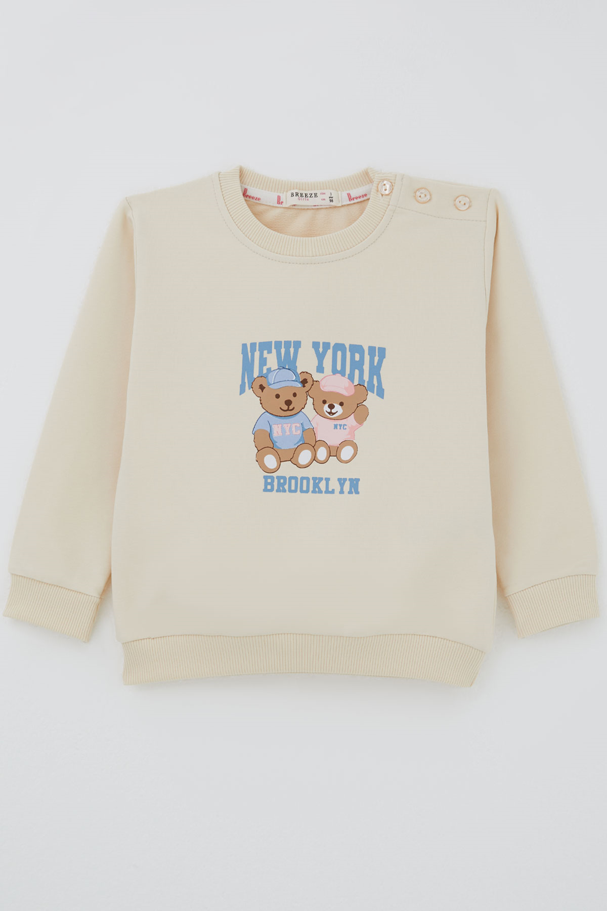 Breeze Kız Çocuk Sweatshirt Dost Ayıcıklar Baskılı Krem (1.5-5 Yaş)