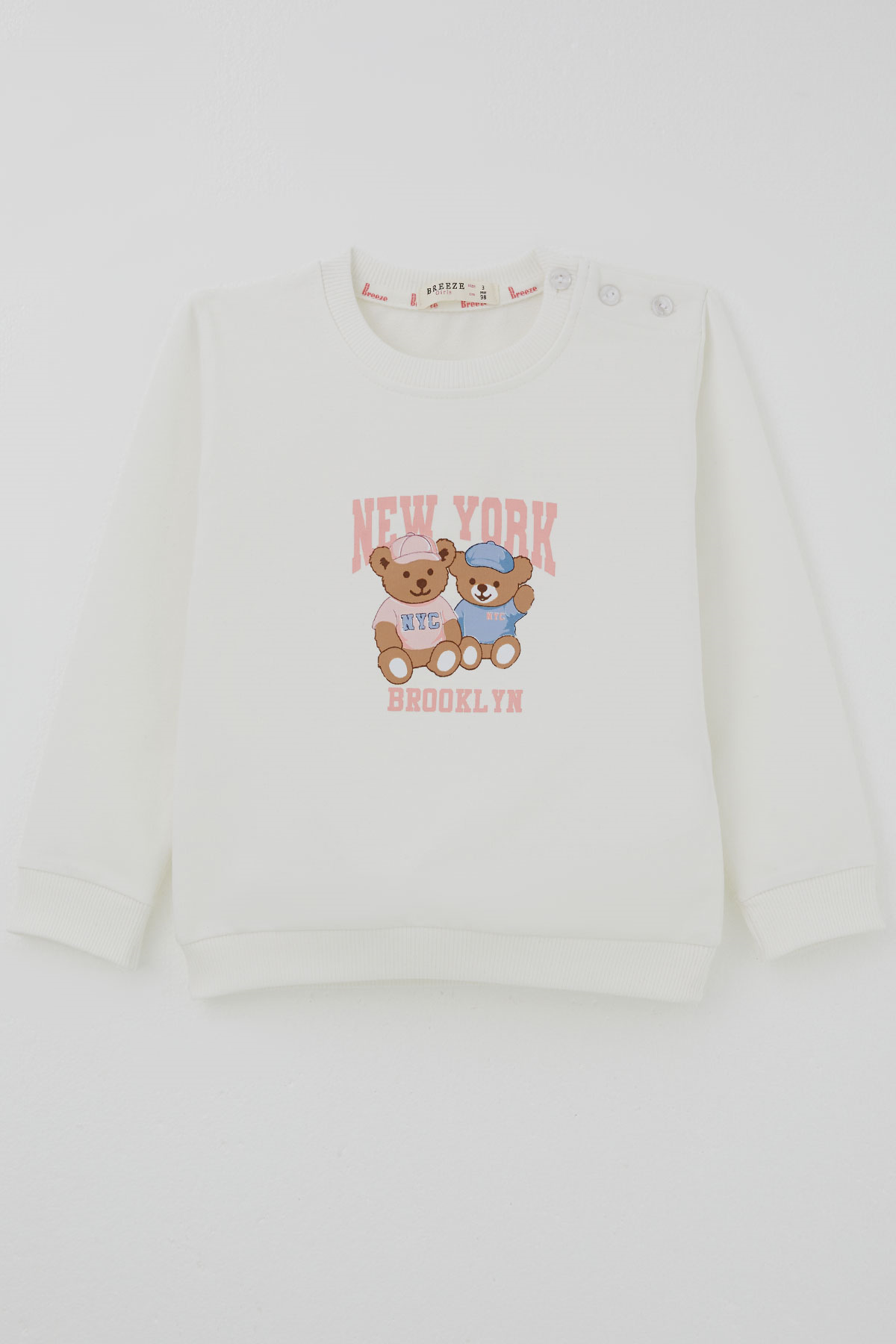 Breeze Kız Çocuk Sweatshirt Dost Ayıcıklar Baskılı Ekru (1.5-5 Yaş)