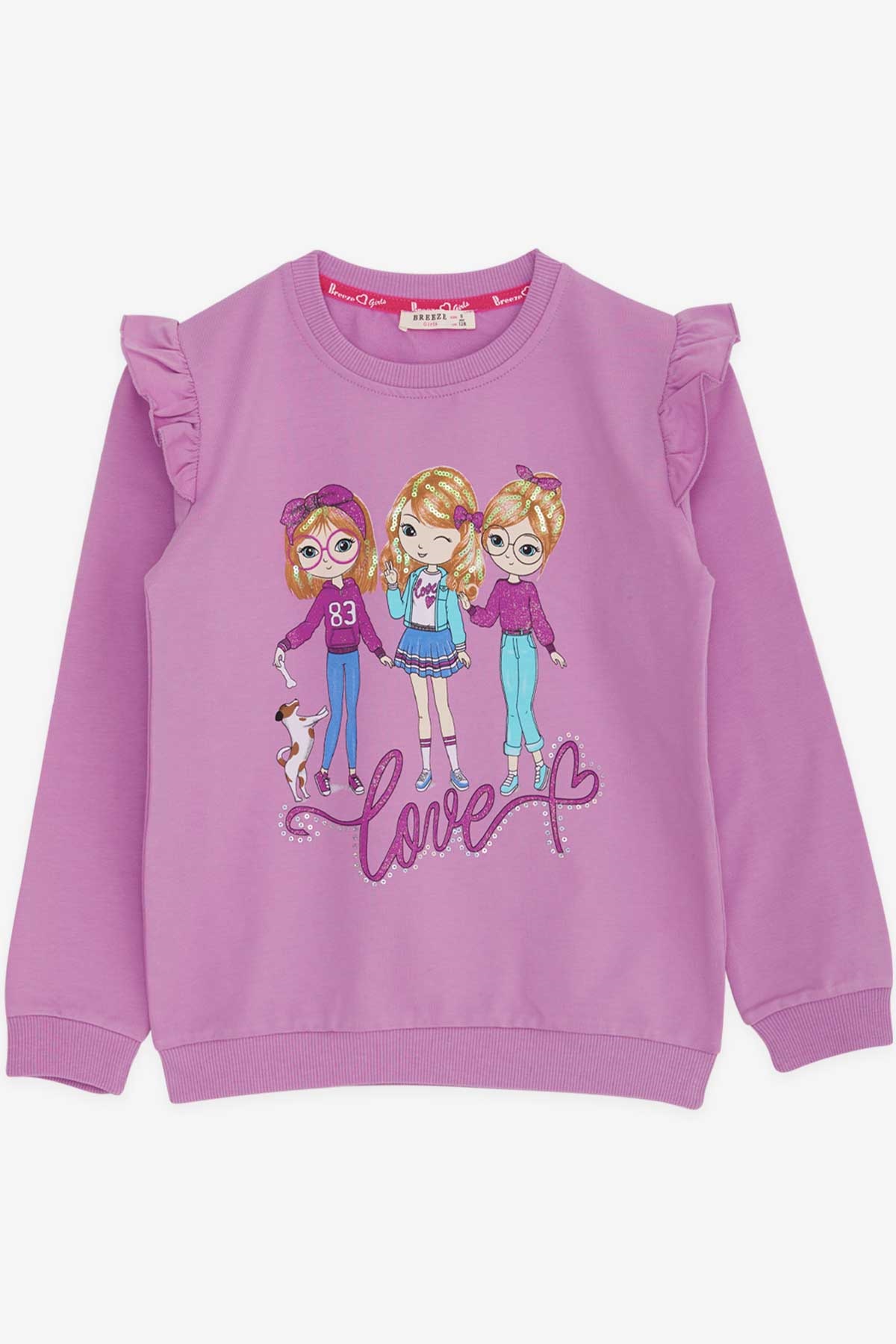 Breeze Kız Çocuk Sweatshirt Dostluk Temalı Lila (3-8 Yaş)