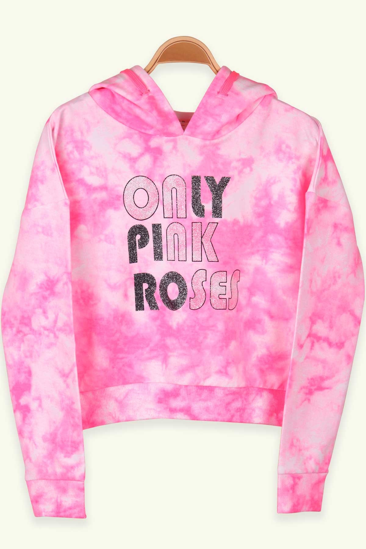 Breeze Kız Çocuk Sweatshirt Göbek Üstü Baskılı Simli Neon Pembe (8-14 Yaş)