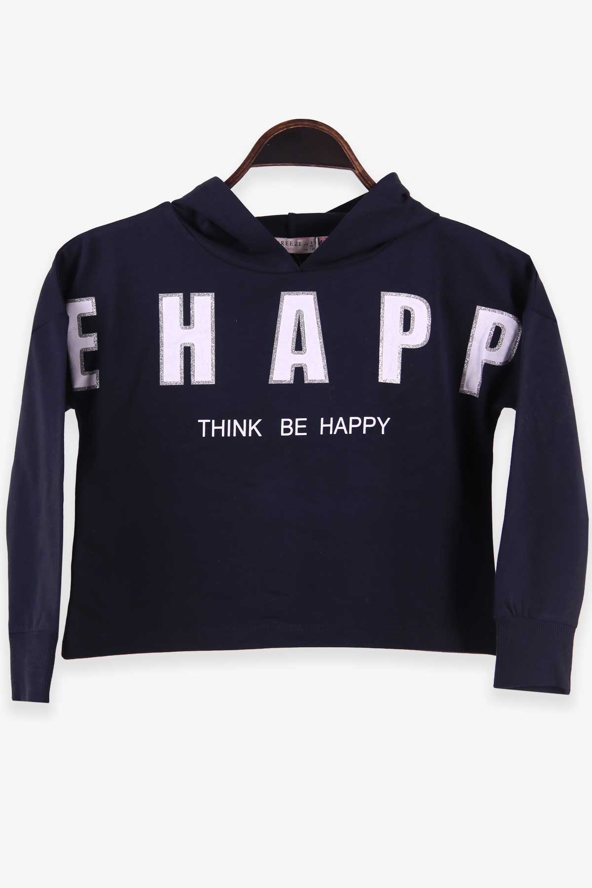 Breeze Kız Çocuk Sweatshirt Göbek Üstü Kapüşonlu Lacivert (8-14 Yaş)