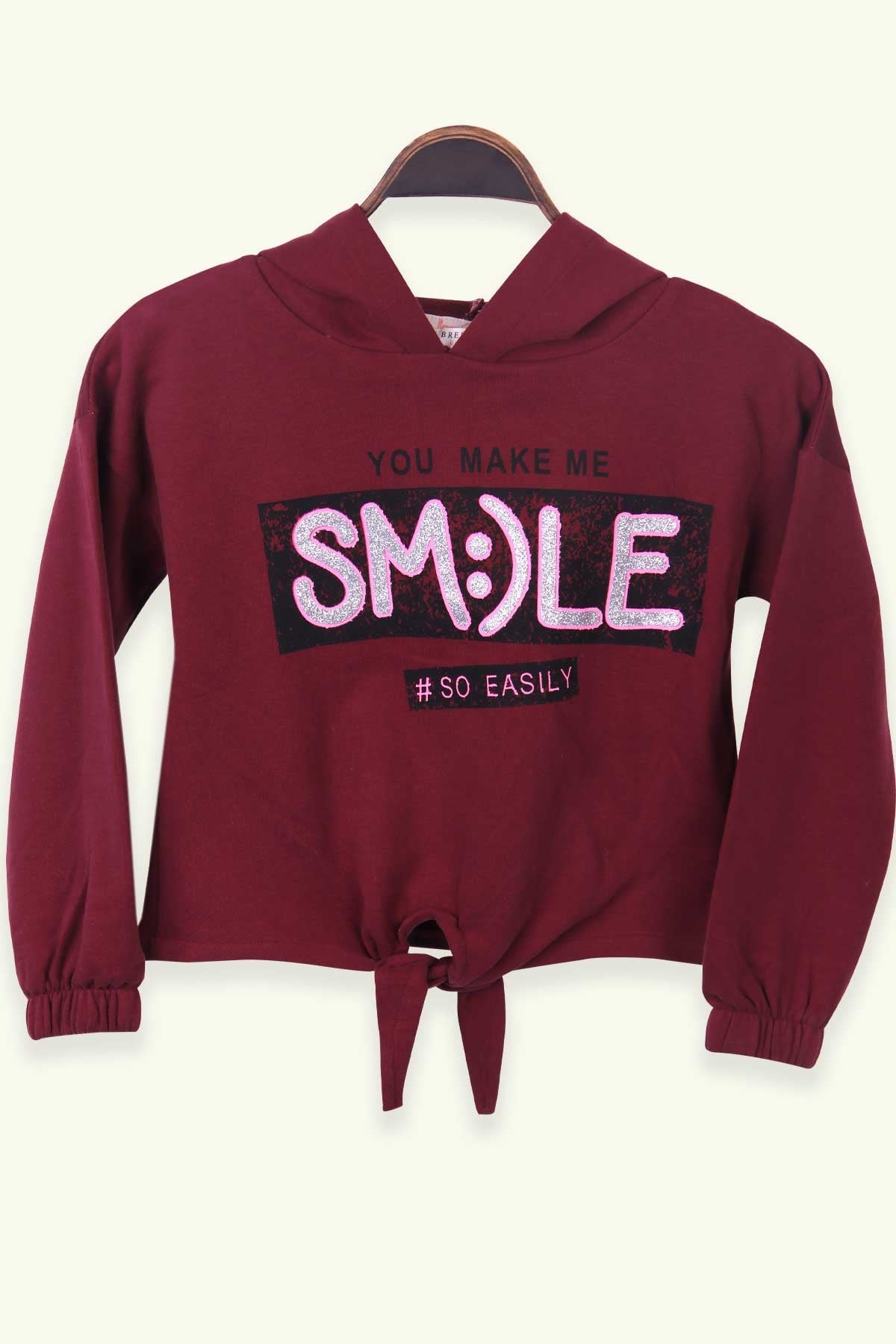 Breeze Kız Çocuk Sweatshirt Göbek Üstü Baskılı Bordo (8-14 Yaş)