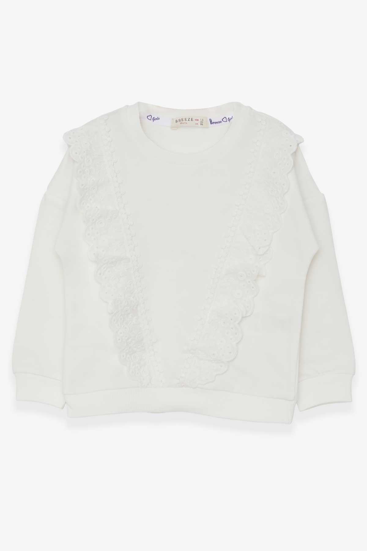 Breeze Kız Çocuk Sweatshirt Güpürlü Ekru (1.5-5 Yaş)