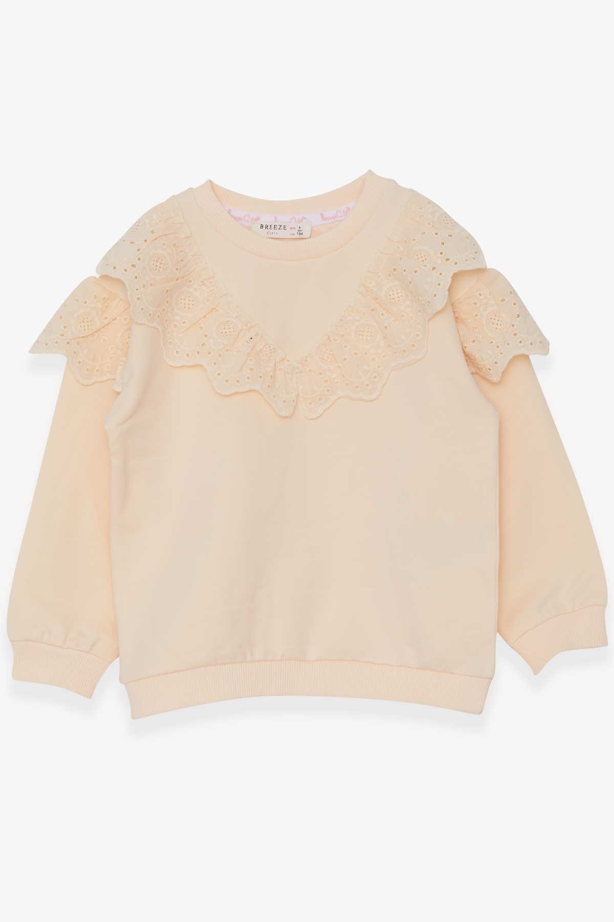 Breeze Kız Çocuk Sweatshirt Güpürlü Krem (4-8 Yaş)