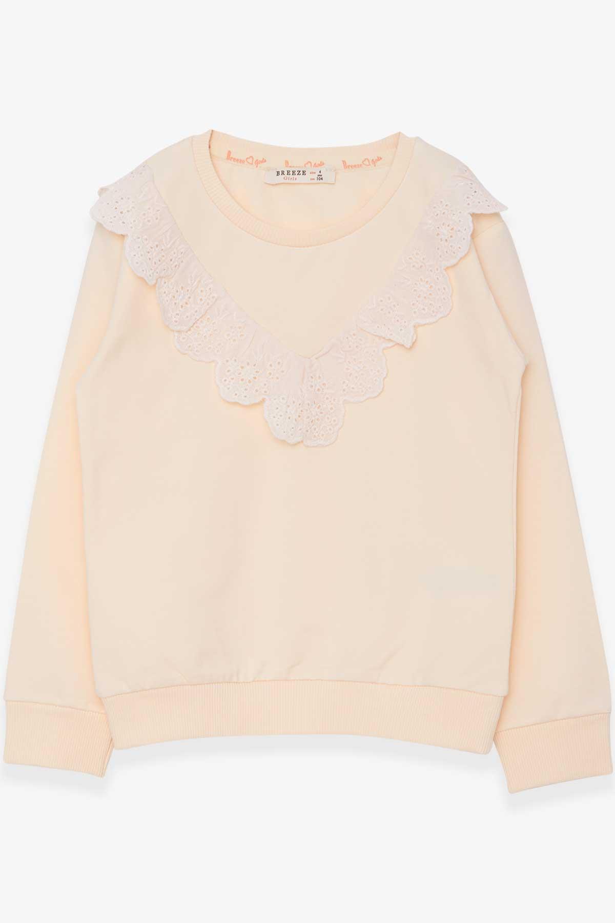 Breeze Kız Çocuk Sweatshirt Güpürlü Krem (4-8 Yaş)