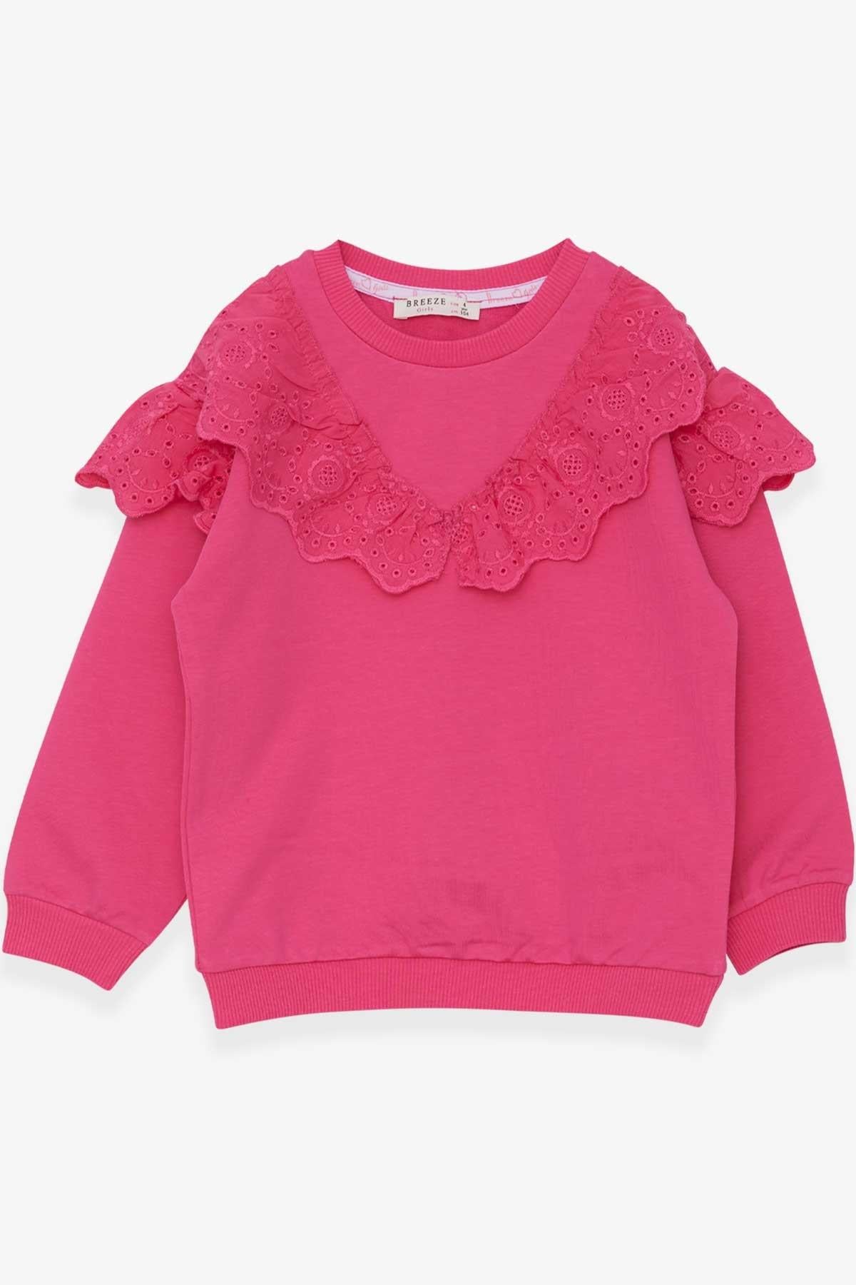 Breeze Kız Çocuk Sweatshirt Güpürlü Pembe (4-8 Yaş)