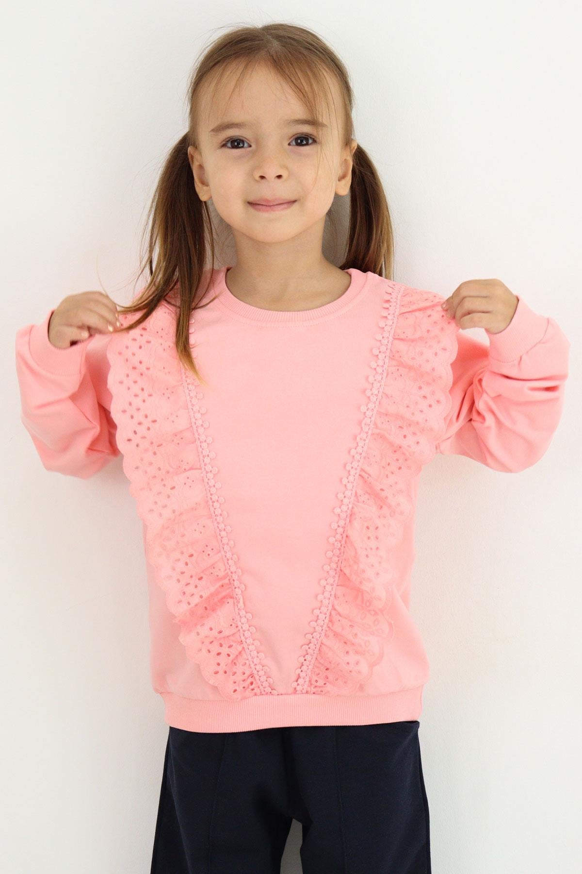 Breeze Kız Çocuk Sweatshirt Güpürlü Pembe (1.5-5 Yaş)