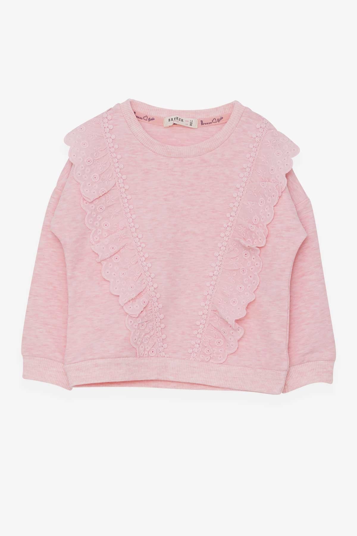 Breeze Kız Çocuk Sweatshirt Güpürlü Somon Melanj (1.5-5 Yaş)