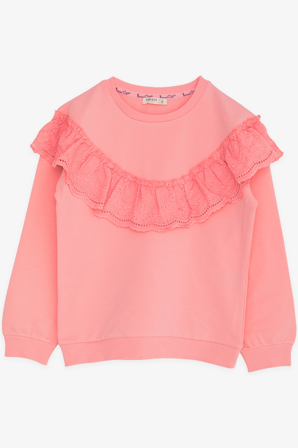 Breeze Kız Çocuk Sweatshirt Güpürlü Somon (6-12 Yaş)
