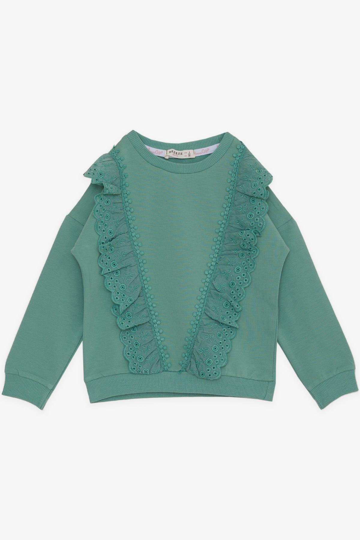 Breeze Kız Çocuk Sweatshirt Güpürlü Yeşil (1.5-5 Yaş)