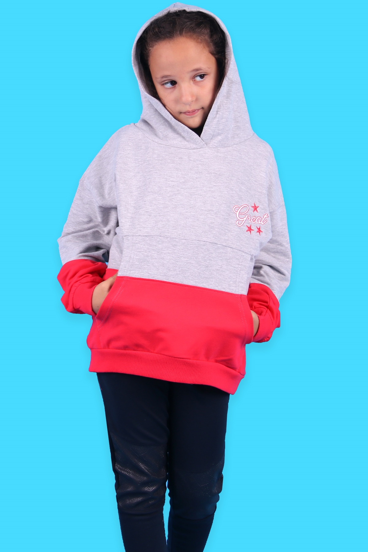 Breeze Kız Çocuk Sweatshirt Kanguru Cepli Narçiçeği (8-14 Yaş)