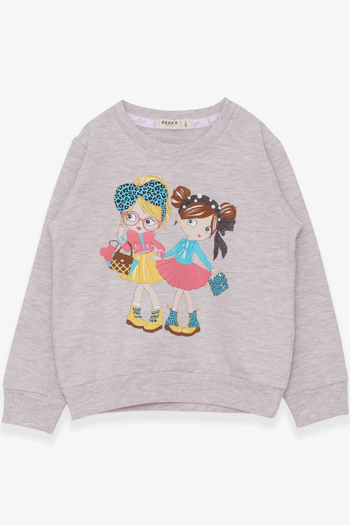 Breeze Kız Çocuk Sweatshirt Kız Baskılı Bej Melanj (2-6 Yaş)