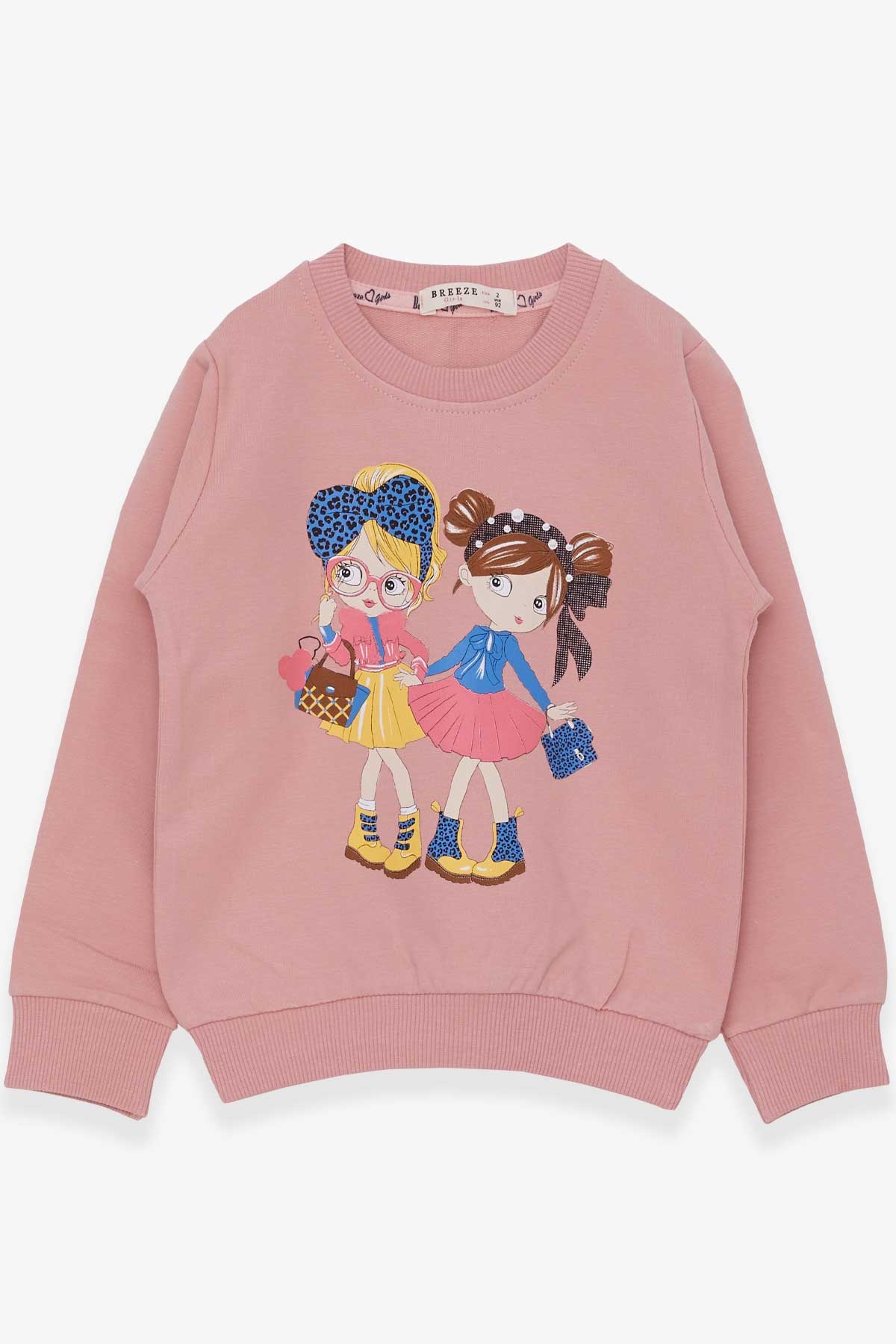 Breeze Kız Çocuk Sweatshirt Kız Baskılı Gülkurusu (2-6 Yaş)