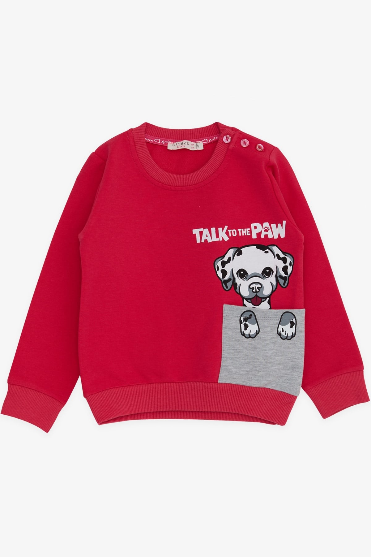 Breeze Kız Çocuk Sweatshirt Köpek Baskılı Fuşya (2-6 Yaş)
