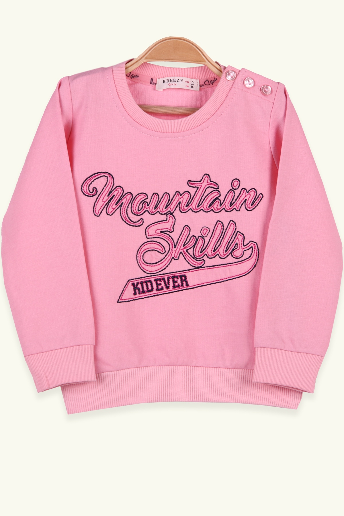 Breeze Kız Çocuk Sweatshirt Nakışlı Pudra (1.5-5 Yaş)
