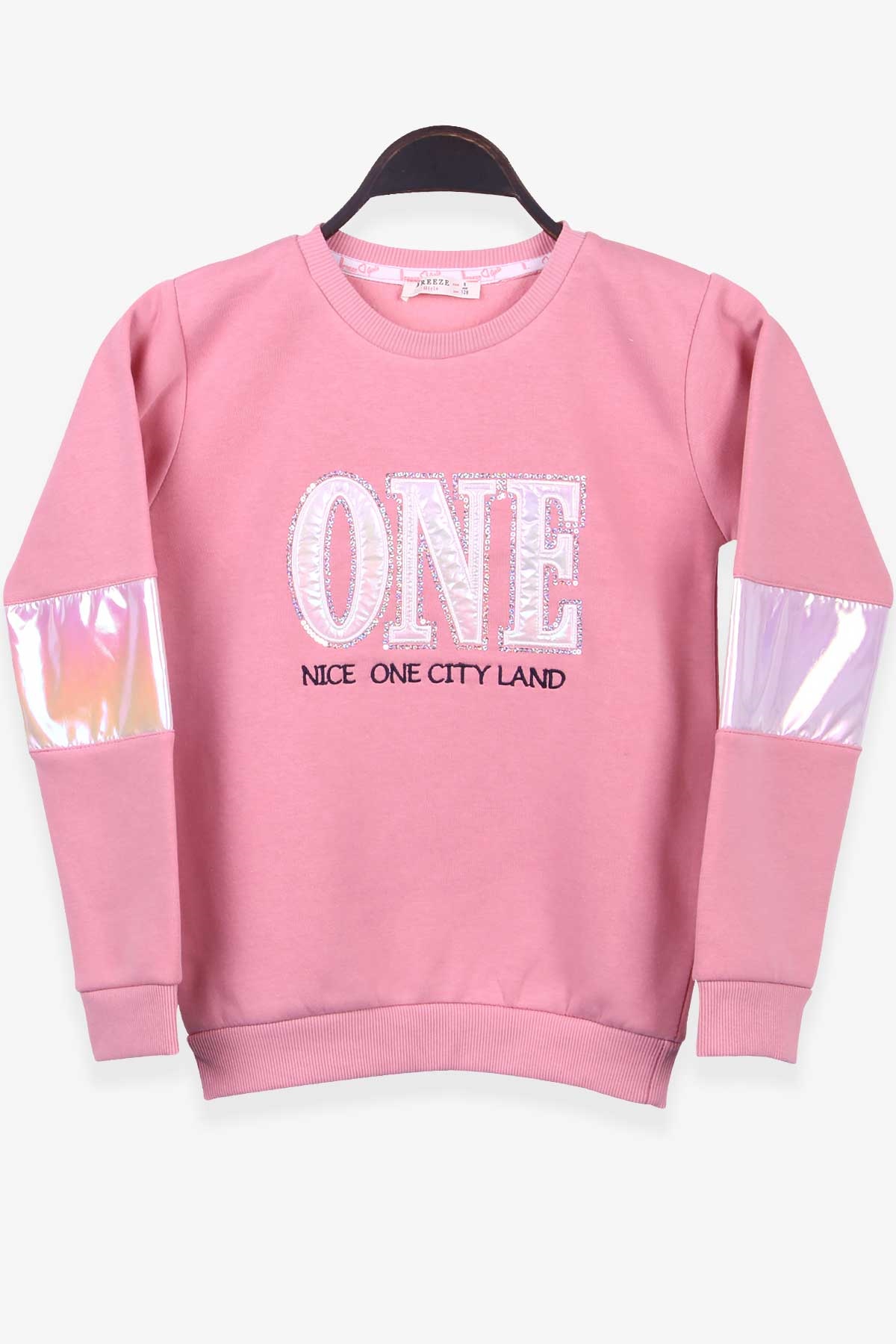 Breeze Kız Çocuk Sweatshirt Parlak Yazı Nakışlı Gülkurusu (8-14 Yaş)
