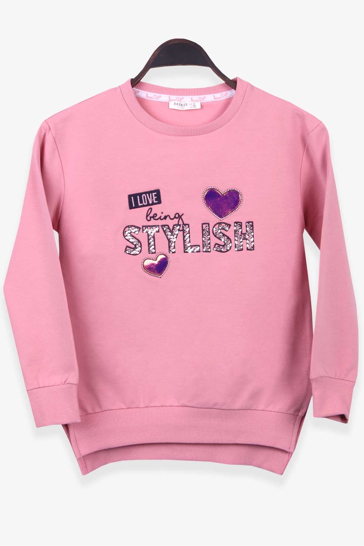 Breeze Kız Çocuk Sweatshirt Pullu Nakışlı Gülkurusu (9-14 Yaş)