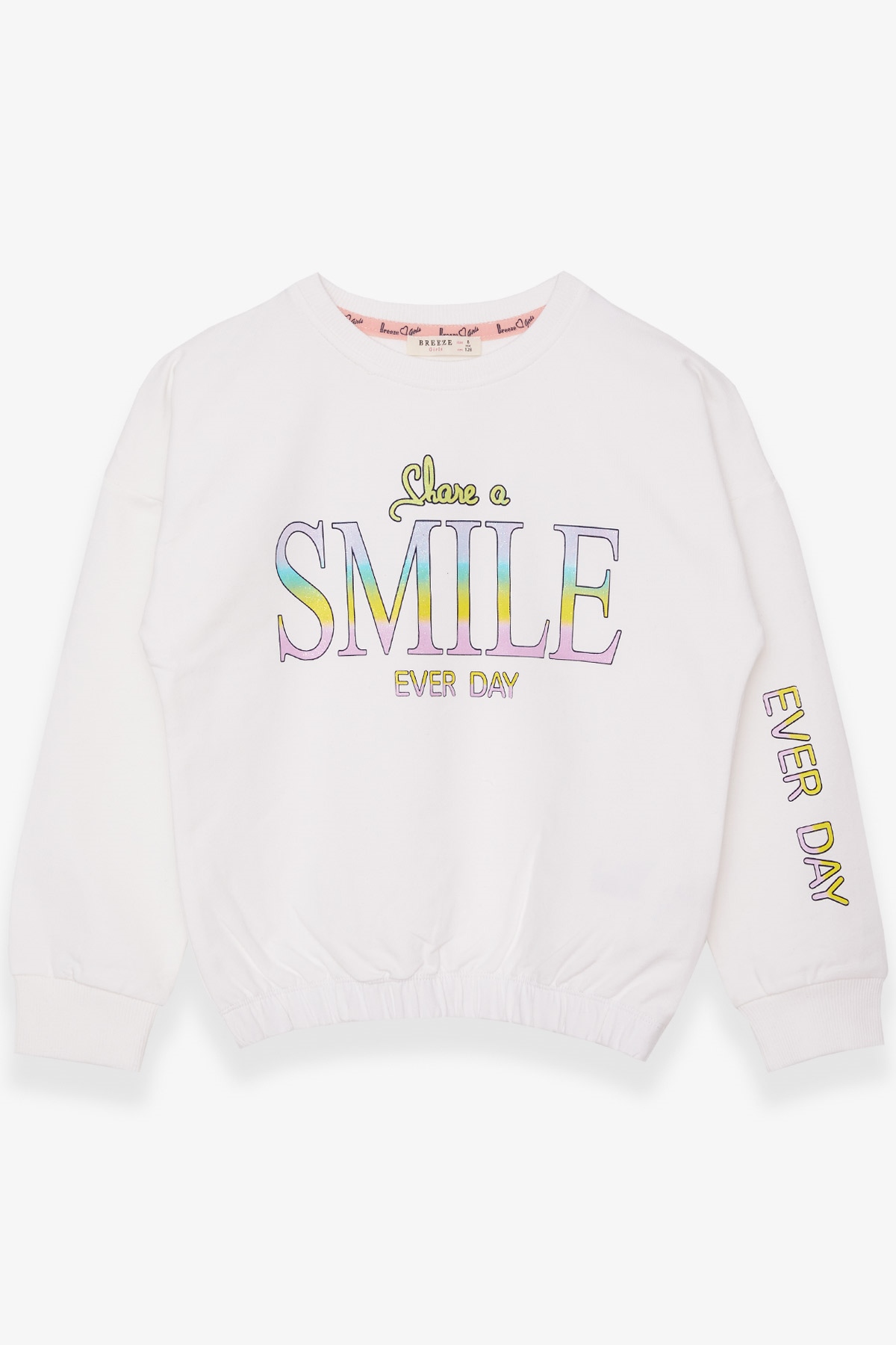 Breeze Kız Çocuk Sweatshirt Simli Yazı Baskılı Ekru (8-14 Yaş)