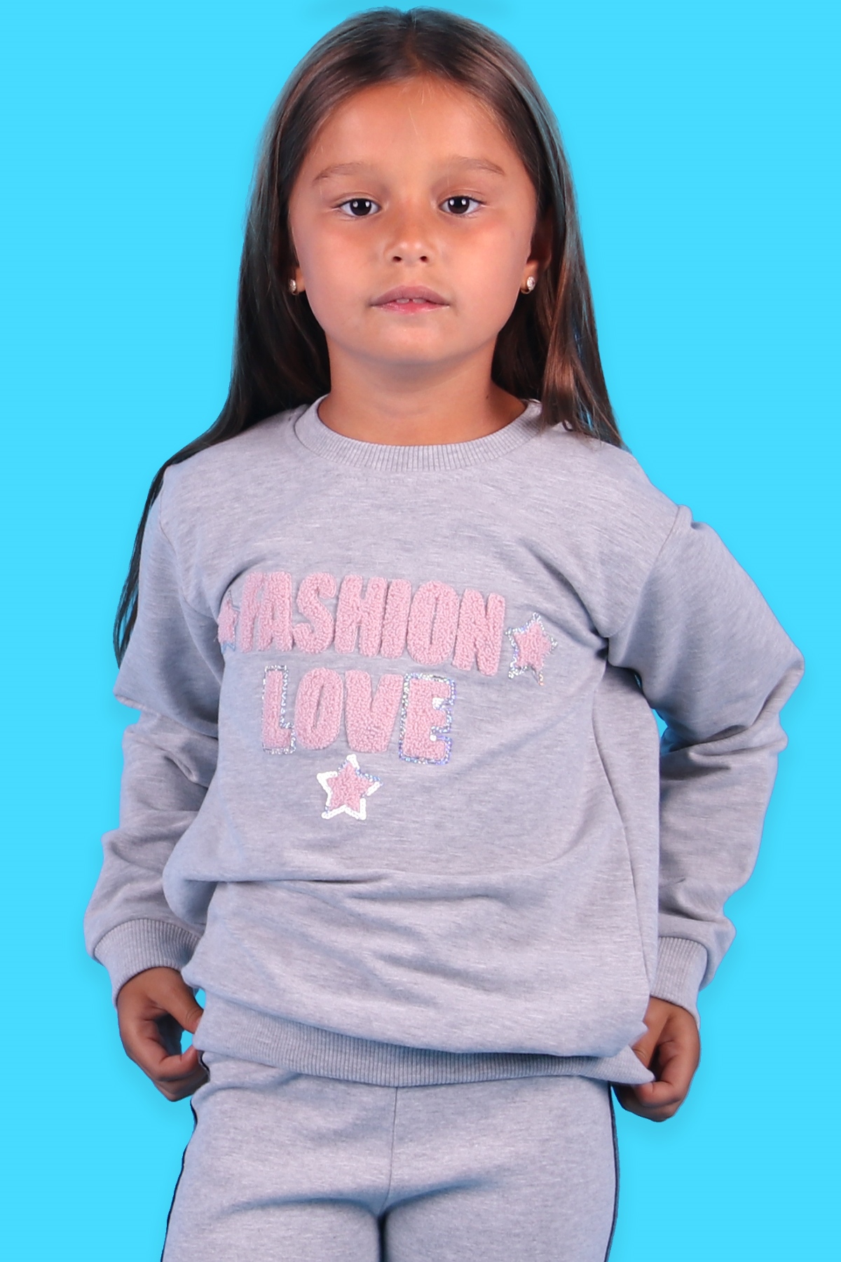 Breeze Kız Çocuk Sweatshirt Süzene Nakış Gri (5-10 Yaş)