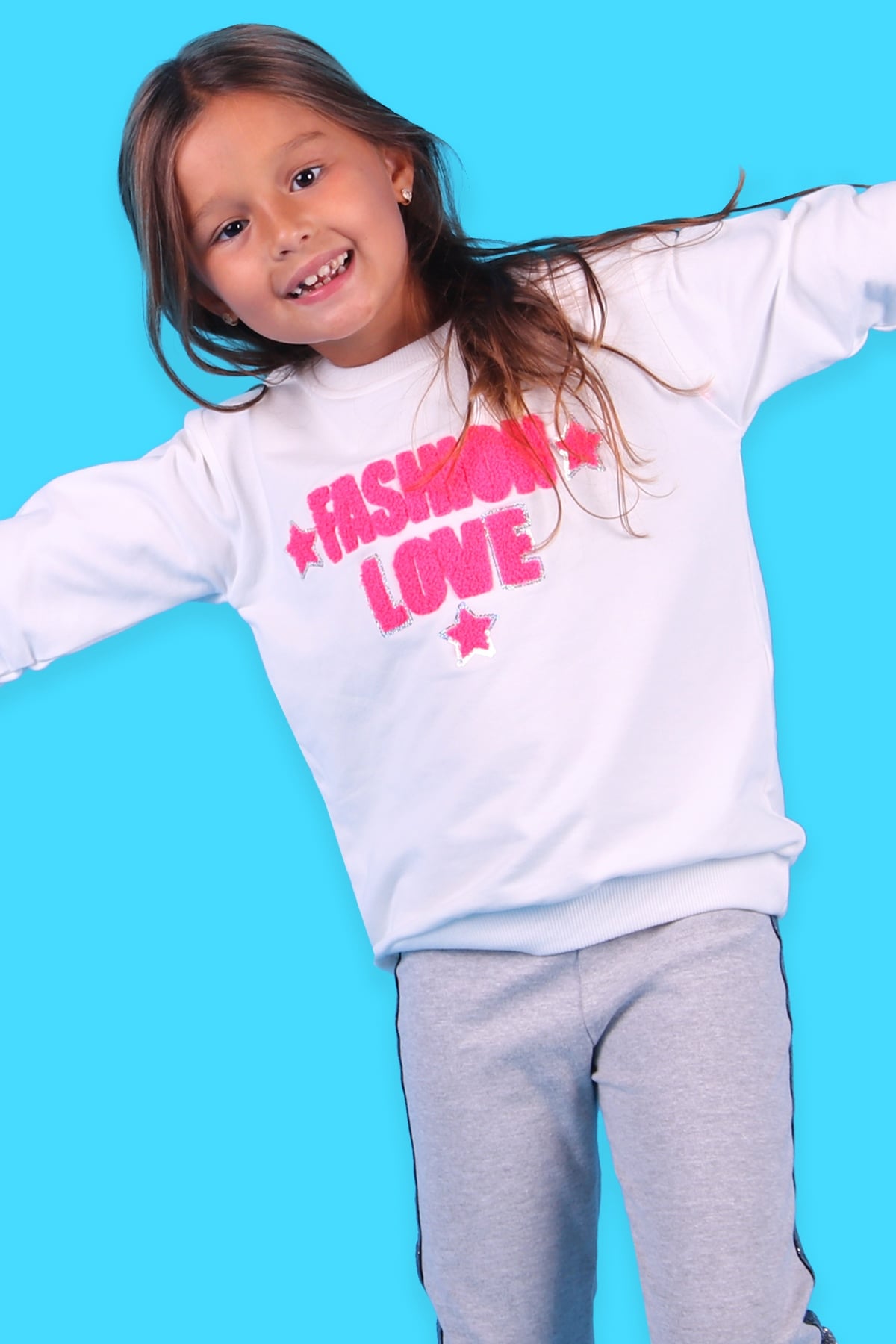Breeze Kız Çocuk Sweatshirt Süzene Nakış Beyaz (5-10 Yaş)