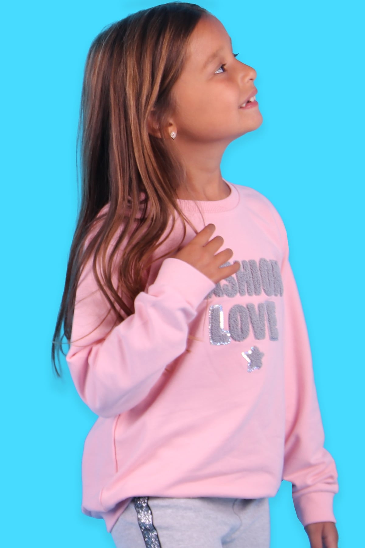 Breeze Kız Çocuk Sweatshirt Süzene Nakış Pudra (5-10 Yaş)
