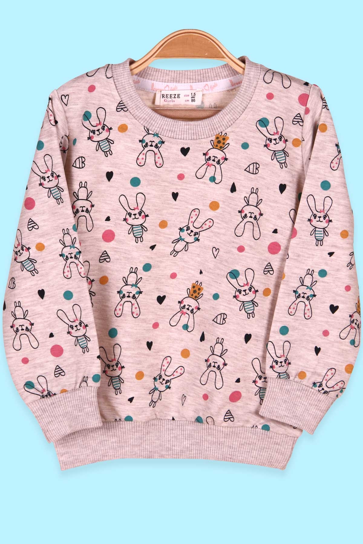 Breeze Kız Çocuk Sweatshirt Tavşan Desenli Krem (1.5-5 Yaş)