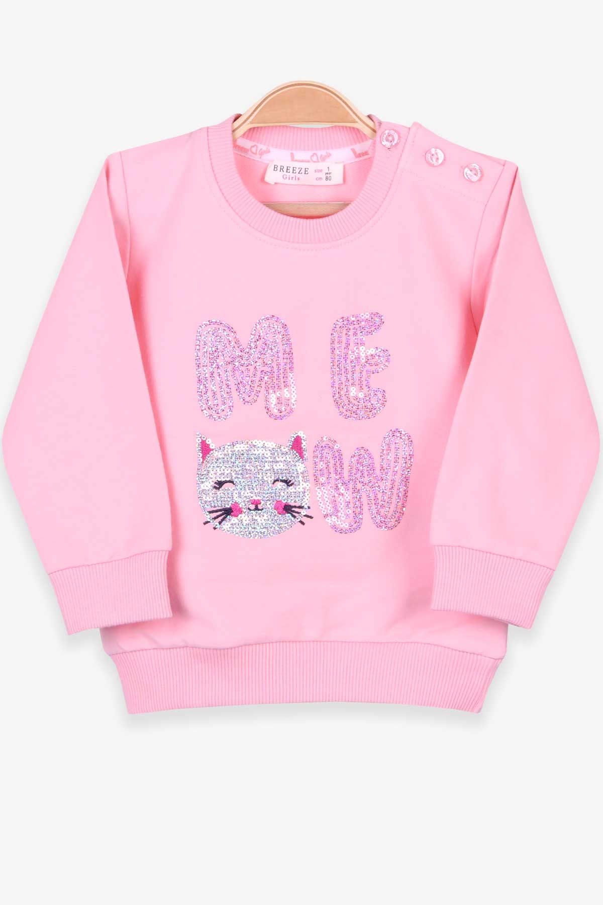 Breeze Kız Çocuk Sweatshirt Tavşan Nakışlı Pudra (1-4 Yaş)