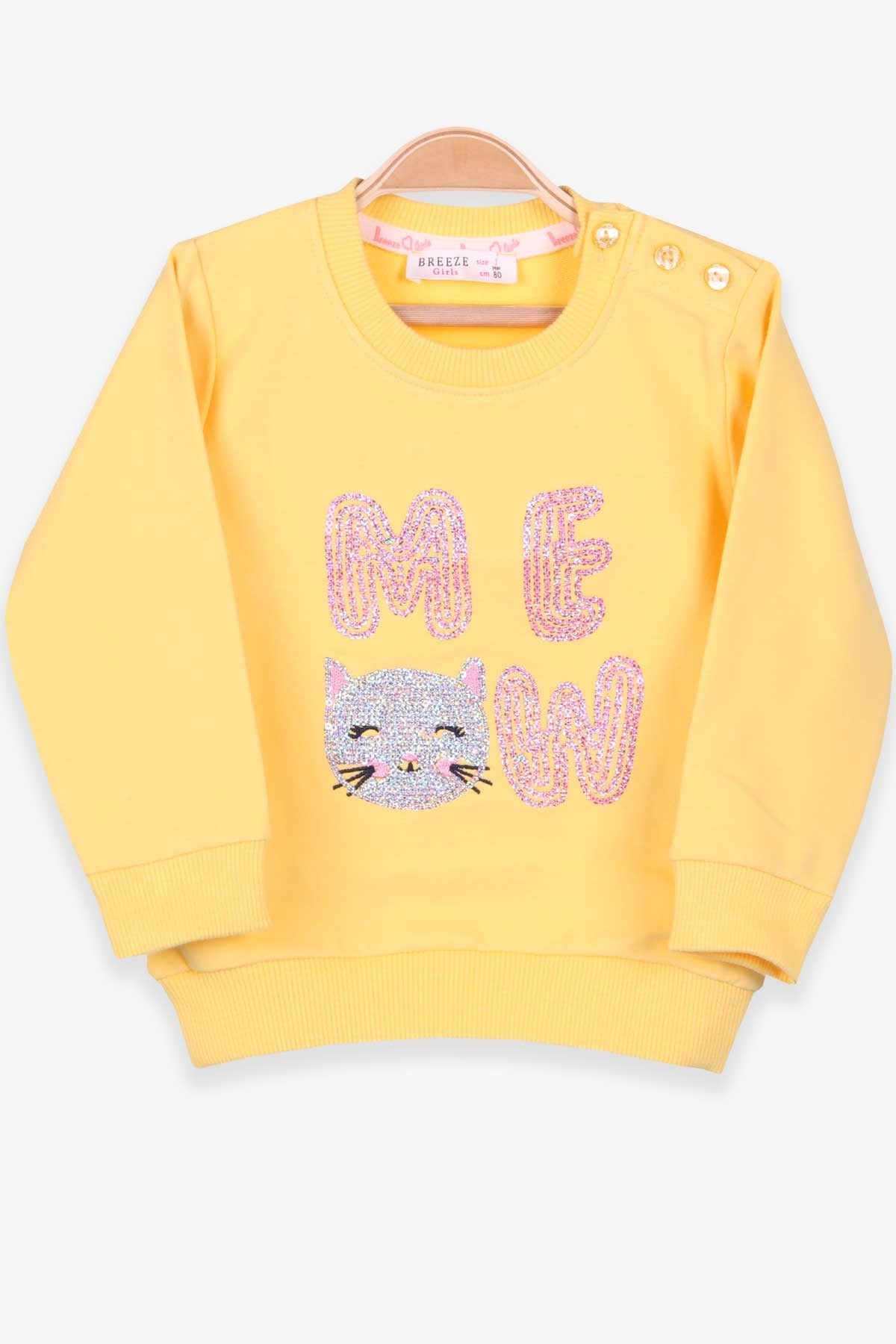 Breeze Kız Çocuk Sweatshirt Tavşan Nakışlı Sarı (1-4 Yaş)