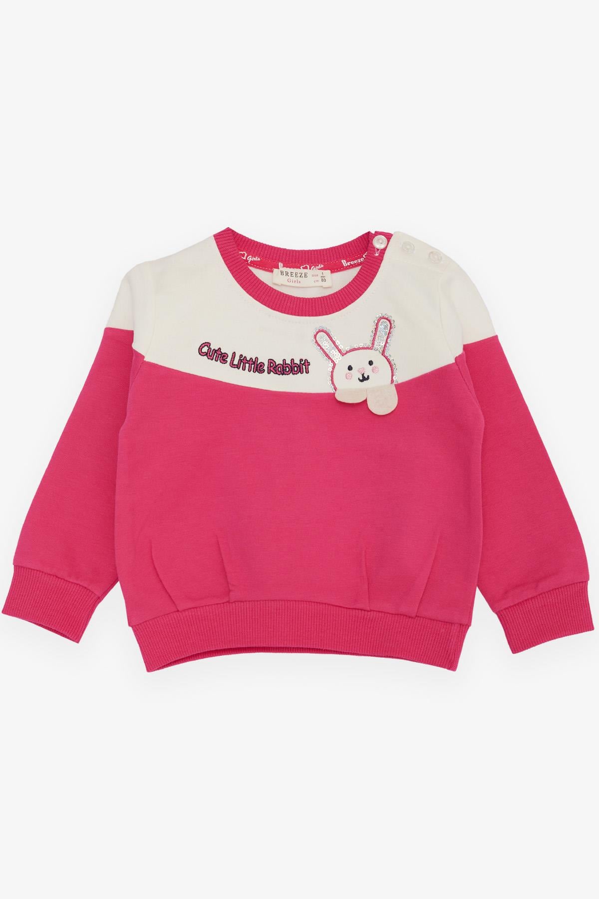 Breeze Kız Çocuk Sweatshirt Tavşan Nakışlı Fuşya (1-3 Yaş)